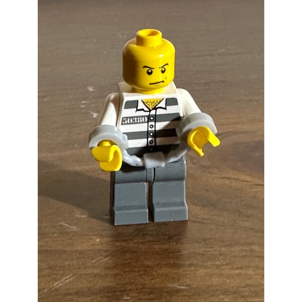LEGO City Police Prisoner Minifigure 50380 Inmate with Handcuffs Striped Uniform